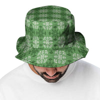 Green Hawaiian Quilt Bucket Hat Hawaii Pineapple Monstera Palaka Motifs - Polynesian Pride