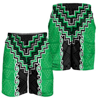 Green Niho Taniwha Mix Poutama Shorts for Men Unique Taniko Aotearoa LT01 - Polynesian Pride