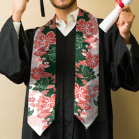 Green Orange Hibiscus Plumeria Floral Graduation Stole LT01 - Polynesian Pride