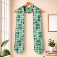 Green Palaka Hawaii Graduation Stole Hawaiian Lehua Blossoms LT05 One Size Green - Polynesian Pride