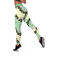 Green Palaka Hawaii Leggings Kukui Nut Pikake Lei Hawaiian Tapa Pattern LT14 Green - Polynesian Pride