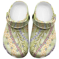 Green Palaka Hawaii Leis Clogs Shoes Hawaiian-plaid Elegant Tropical Vibes LT14 Green - Polynesian Pride