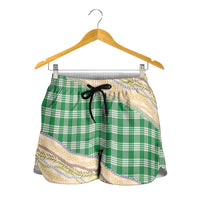 Green Palaka Hawaii Leis Elegant Vibes Shorts for Women LT14 - Polynesian Pride