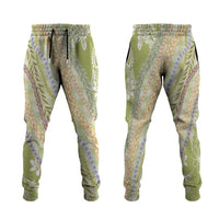 Green Palaka Hawaii Leis Jogger Pants Hawaiian-plaid Elegant Tropical Vibes LT14 Green - Polynesian Pride