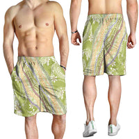 Green Palaka Hawaii Leis Shorts for Men Hawaiian-plaid Elegant Tropical Vibes LT14 - Polynesian Pride