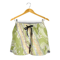 Green Palaka Hawaii Leis Shorts for Women Hawaiian-plaid Elegant Tropical Vibes LT14 - Polynesian Pride