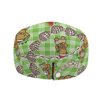 Green Palaka Hawaii Mele Kalikimaka Jeff Hat Ohia Lehua Shell Leis Funny Gingerbread Santa - Polynesian Pride