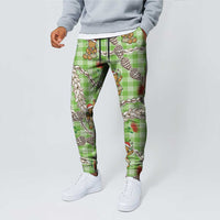 Green Palaka Hawaii Mele Kalikimaka Jogger Pants Ohia Lehua Shell Leis Funny Gingerbread Santa LT14 - Polynesian Pride