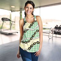 Green Palaka Hawaii Women Racerback Tank Kukui Nut Pikake Lei Hawaiian Tapa Pattern LT14 - Polynesian Pride