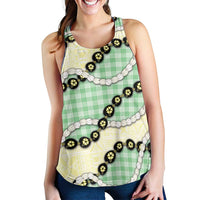 Green Palaka Hawaii Women Racerback Tank Kukui Nut Pikake Lei Hawaiian Tapa Pattern LT14 - Polynesian Pride
