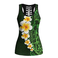 Green Polynesia Hollow Tank Top Plumeria Tropical Leaves Galaxy Polynesian Art LT14 Female Green - Polynesian Pride