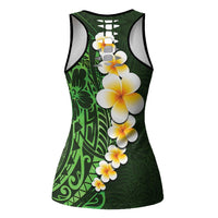 Green Polynesia Hollow Tank Top Plumeria Tropical Leaves Galaxy Polynesian Art LT14 - Polynesian Pride