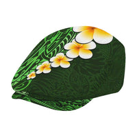 Green Polynesia Jeff Hat Plumeria Tropical Leaves Galaxy Polynesian Art - Polynesian Pride