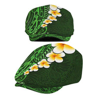 Green Polynesia Jeff Hat Plumeria Tropical Leaves Galaxy Polynesian Art - Polynesian Pride