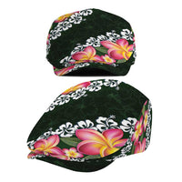 Green Polynesia Jeff Hat Plumeria With Hibiscus Pattern Tropical Vibes - Polynesian Pride