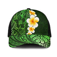 Green Polynesia Mesh Trucker Cap Plumeria Tropical Leaves With Galaxy Polynesian Art LT14 One Size Black Green - Polynesian Pride