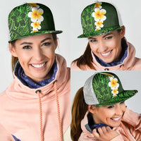 Green Polynesia Mesh Trucker Cap Plumeria Tropical Leaves With Galaxy Polynesian Art LT14 - Polynesian Pride