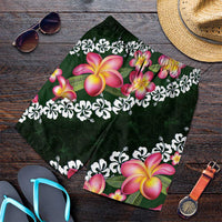 Green Polynesia Shorts for Men Plumeria With Hibiscus Pattern Tropical Vibes LT14 Green - Polynesian Pride