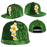 Green Polynesia Snapback Cap Plumeria Tropical Leaves With Galaxy Polynesian Art - Polynesian Pride
