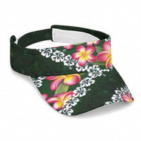 Green Polynesia Sun Visor Cap Plumeria With Hibiscus Pattern Tropical Vibes LT14 Universal Fit Green - Polynesian Pride