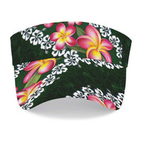 Green Polynesia Sun Visor Cap Plumeria With Hibiscus Pattern Tropical Vibes LT14 - Polynesian Pride
