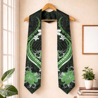 Green Polynesian Pattern With Tropical Flowers Graduation Stole LT05 One Size Green - Polynesian Pride