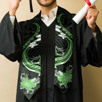Green Polynesian Pattern With Tropical Flowers Graduation Stole LT05 - Polynesian Pride