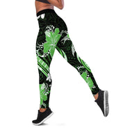 Green Polynesian Pattern With Tropical Flowers Leggings - Polynesian Pride