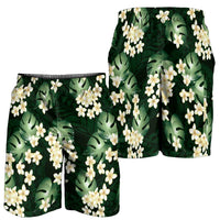 Green Tropical Hawaii Shorts for Men Seamless Monstera Plumeria Hawaiian Pattern LT14 - Polynesian Pride