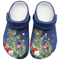 Guam Chamorro Clogs Shoes Tribal Latte Stone and Seal Artwork Polynesian Patterns