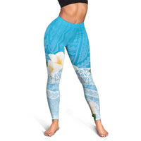 Guam Chamorro Guasali Flowers Leggings Aqua Gradient - Polynesian Pride