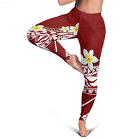 Hawaii Aloha Leggings Plumeria Vintage - Crimson
