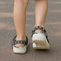 Hawaii Aloha Plumeria Lei Black Palaka Clogs Shoes - Polynesian Pride