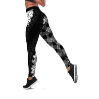 Hawaii Aloha Plumeria Lei Black Palaka Leggings - Polynesian Pride