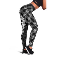 Hawaii Aloha Plumeria Lei Black Palaka Leggings - Polynesian Pride