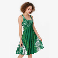 Hawaii Aloha Plumeria Lei Green Palaka Midi Dress - Polynesian Pride