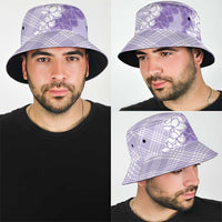 Hawaii Aloha Plumeria Lei Lavender Palaka Bucket Hat - Polynesian Pride
