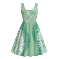 Hawaii Aloha Plumeria Lei Mint Palaka Midi Dress - Polynesian Pride