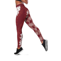 Hawaii Aloha Plumeria Lei Scarlet Palaka Leggings - Polynesian Pride