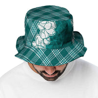 Hawaii Aloha Plumeria Lei Teal Palaka Bucket Hat - Polynesian Pride