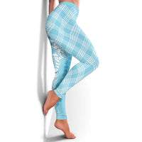 Hawaii Aloha Plumeria Lei Turquoise Palaka Leggings - Polynesian Pride