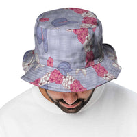 Hawaii Anthurium Tiare Pikake Lei Bucket Hat Poni Lauhala Art Pattern LT01 - Polynesian Pride