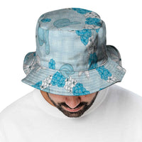 Hawaii Anthurium Tiare Pikake Lei Bucket Hat UliUli Lauhala Art Pattern LT01 - Polynesian Pride