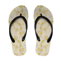 Hawaii Anthurium Tiare Pikake Lei Flip Flops Melemele Lauhala Art Pattern LT01 Yellow - Polynesian Pride