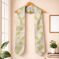Hawaii Anthurium Tiare Pikake Lei Graduation Stole Melemele Lauhala Art Pattern LT01 One Size Yellow - Polynesian Pride