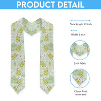 Hawaii Anthurium Tiare Pikake Lei Graduation Stole Sage Green Lauhala Art Pattern