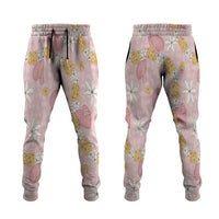 Hawaii Anthurium Tiare Pikake Lei Jogger Pants Akala Lauhala Art Pattern LT01 Pink - Polynesian Pride