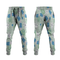 Hawaii Anthurium Tiare Pikake Lei Jogger Pants Omaomao Lauhala Art Pattern LT01 Green - Polynesian Pride