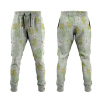 Hawaii Anthurium Tiare Pikake Lei Jogger Pants Sage Green Lauhala Art Pattern LT01 Green - Polynesian Pride