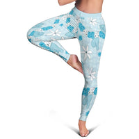 Hawaii Anthurium Tiare Pikake Lei Leggings UliUli Lauhala Art Pattern LT01 - Polynesian Pride